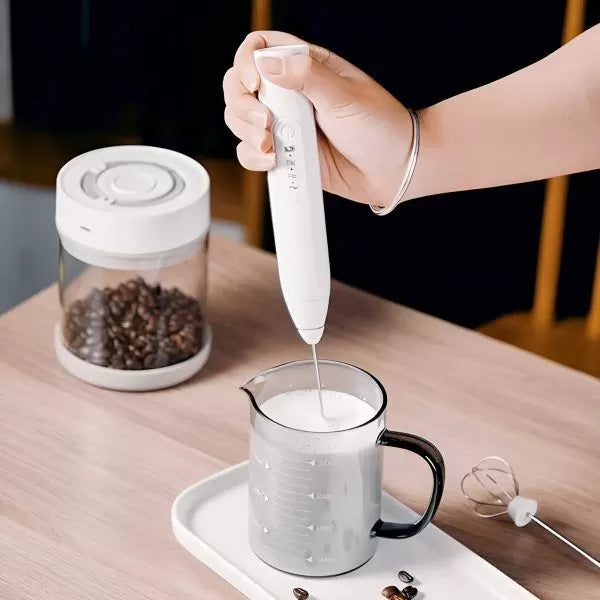 2in1 USB Rechargeable Coffee Beater-White