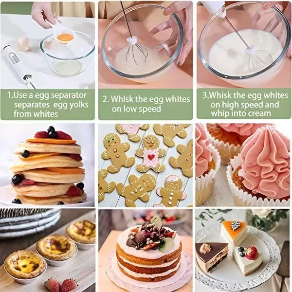 2in1 USB Rechargeable Coffee Beater-White