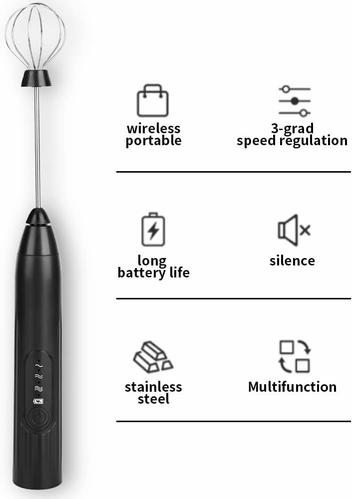 2in1 USB Rechargeable Coffee Beater-Black