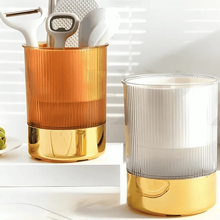 3 Grid Kitchen Utensils Holder-Brown