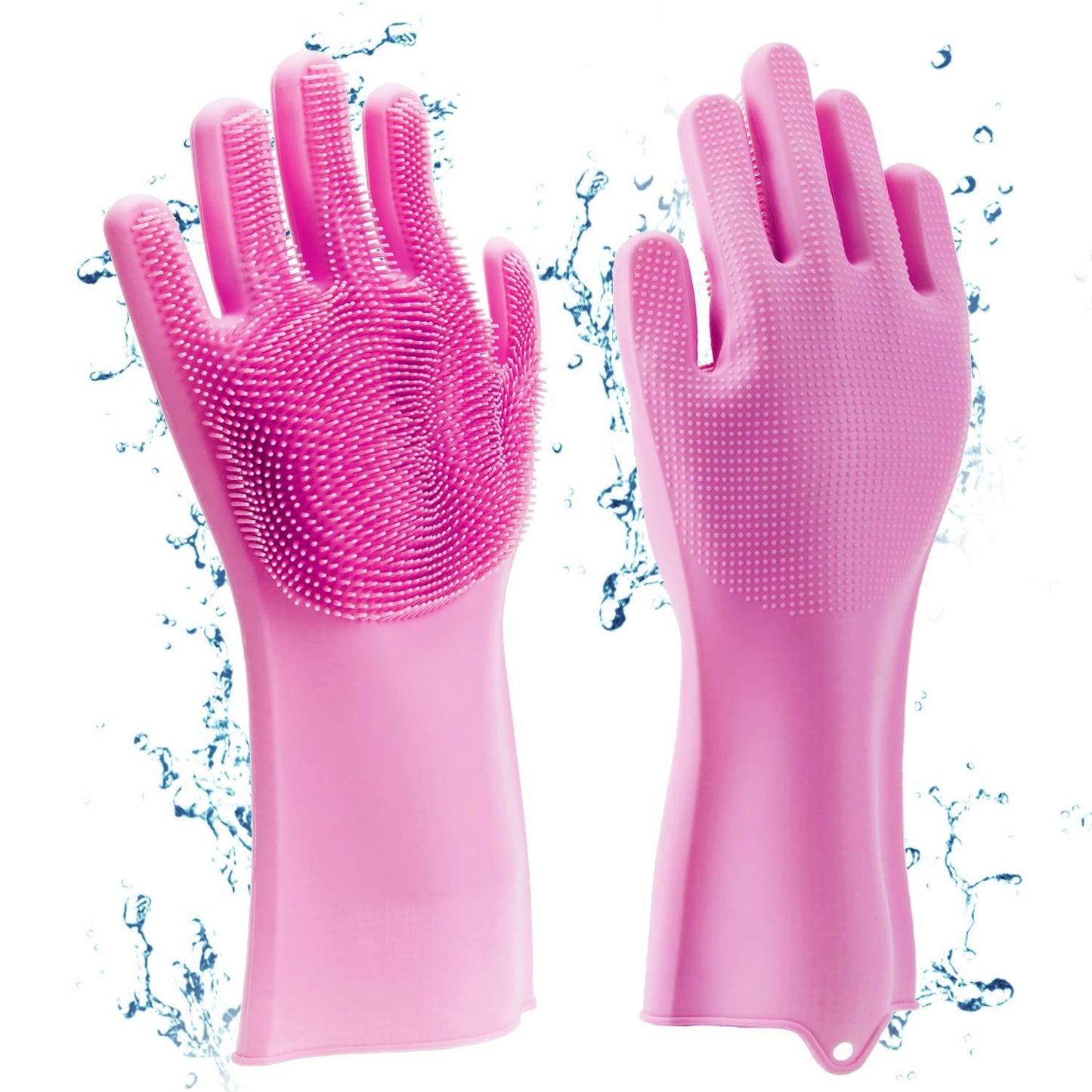 Kitchen Silicone Dishwashing Gloves with Scrubber